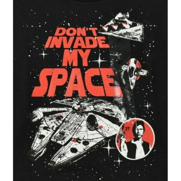 Star Wars Kids 2T Black Dont Invade My Space Mad Engine Short Sleeve T-Shirt New - Picture 2 of 4